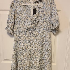 Allegra K blue dress with daisies